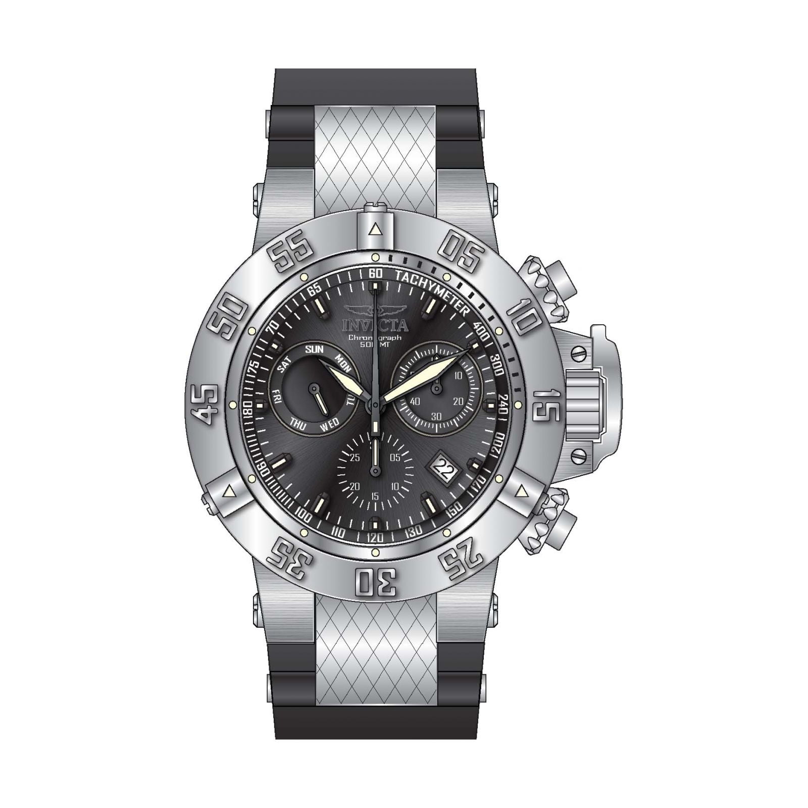 Invicta Men's 1380 subaqua noma iii chronograph black dial black silicone watch