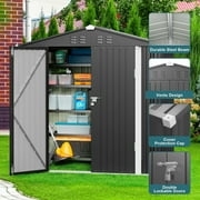 6' x 4' Outdoor Storage Shed on Sale, Aiho Shed & Outdoor Storage Clearance, Metal Storage Shed for Outside, Backyard, Garden & Patio - Dark Gray