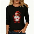 thumbnail image 6 of Feancey Womens Valentines Day Plus Size Tops Loose Fit Dressy Casual 3/4 Sleeve Blouse Cute Gnome Printed Tunic Tees Spring Trendy Going Out T-Shirts Black 4XL, 6 of 6
