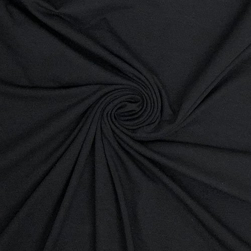 Black Solid Cotton Spandex Knit Fabric By The Yard