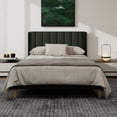 thumbnail image 2 of NNV Full Upholstered Platform Bed with Vertical Channel Tufted Headboard,Wooden Slats Support,Black Linen, 2 of 6