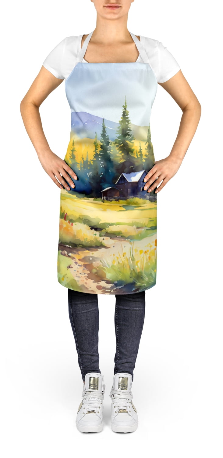 Montana Bitterroot in Watercolor Apron 27 in x 30 in