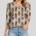 thumbnail image 2 of 3/4 Length Sleeve Womens Tops Casual Crew Neck Shirts Soft Basic Tees Business Work Blouses, 2 of 5