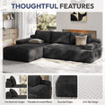 thumbnail image 5 of Renwick 110" Free Assembly L-Shaped Cloud Couch, Corduroy Sectional Sofa with 2 Armrests & 3 Detachable Pillows for Livingroom, Dark Gray, 5 of 11