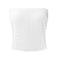 thumbnail image 4 of BLVB Womens Strapless Cropped Tube Tops Basic Sleeveless Eyelet Bandeau Going out Crop Tops Cute Summer Clothes, 4 of 5