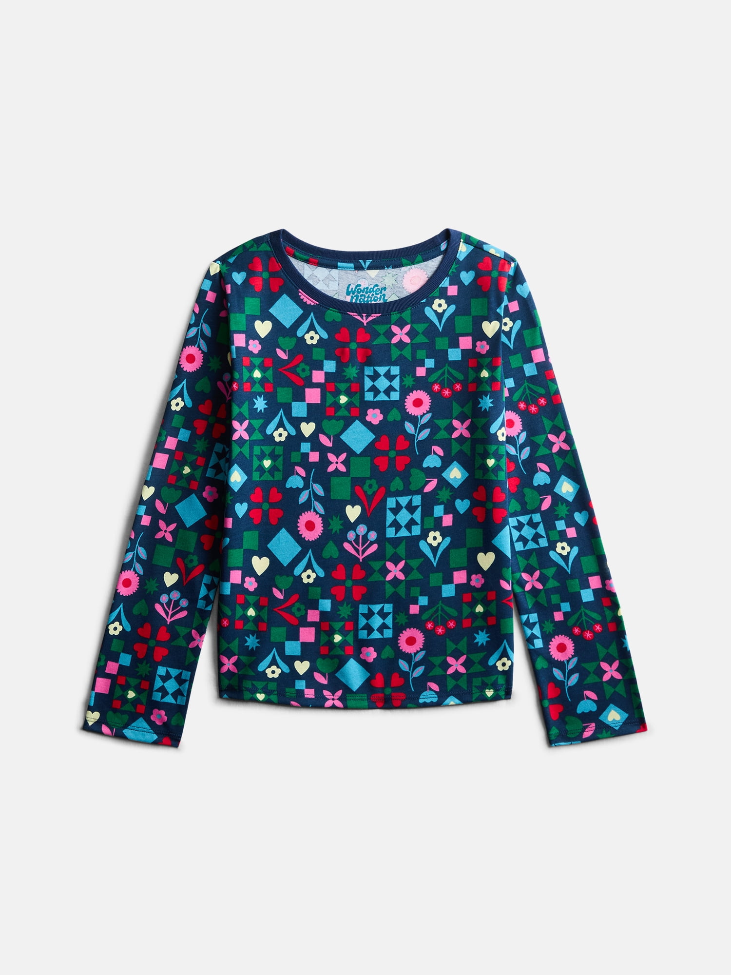 Wonder Nation Girls Kid Tough Tee with Long Sleeves, 3 Pack, Sizes 4-18 & Plus