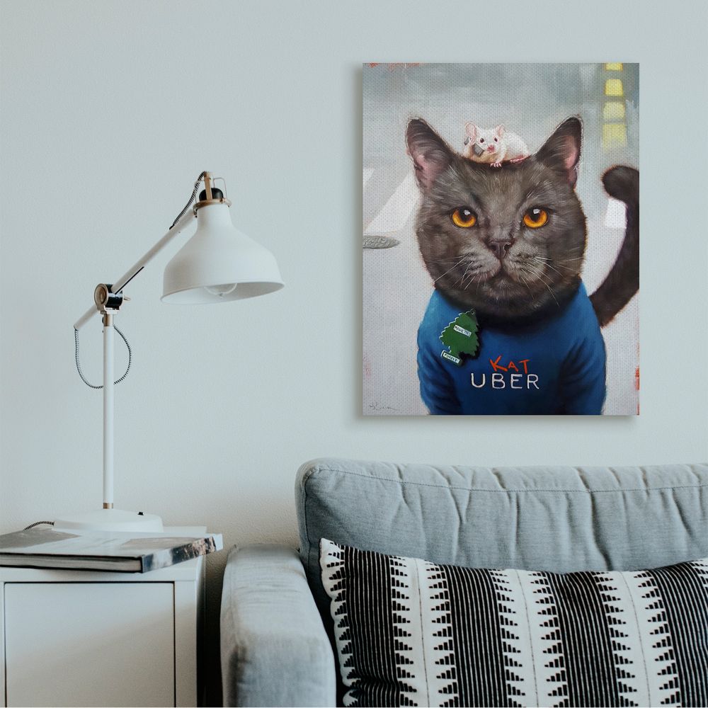 Stupell Industries Cat Taxi Modern Day Animal Humor Ride Share Canvas Wall Art Design by Lucia Heffernan, 30" x 40"