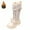 Beige, variant on Girls Lace Up Riding Boots Mid Calf Combat Boots PU Leather Side Zipper Punk Goth Boot Black 4-5 Years