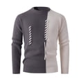 thumbnail image 5 of Men's Mock Turtleneck Sweater Color Block Ribbed Knit Thermal Pullover for Fall and Winter Casual Wear, Ideal for Christmas Parties,Gray,3XL, 5 of 5