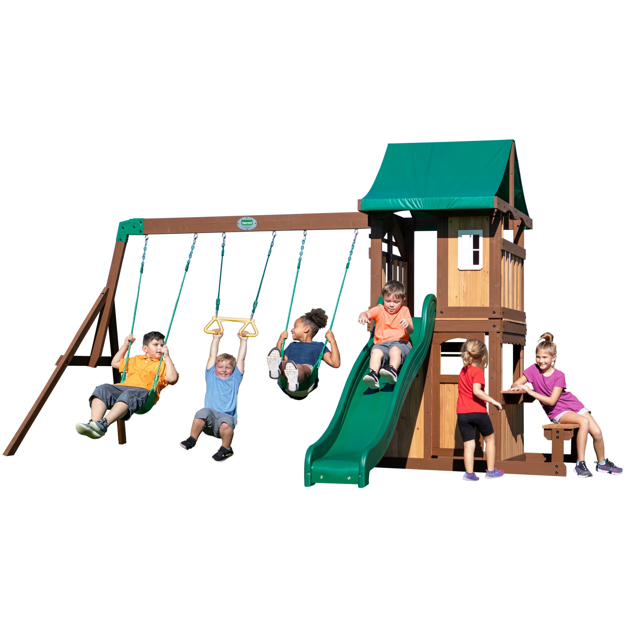 Backyard Discovery Lakewood Cedar Wood Swing Set, Slide, Clubhouse, Playhouse, Snack Bar