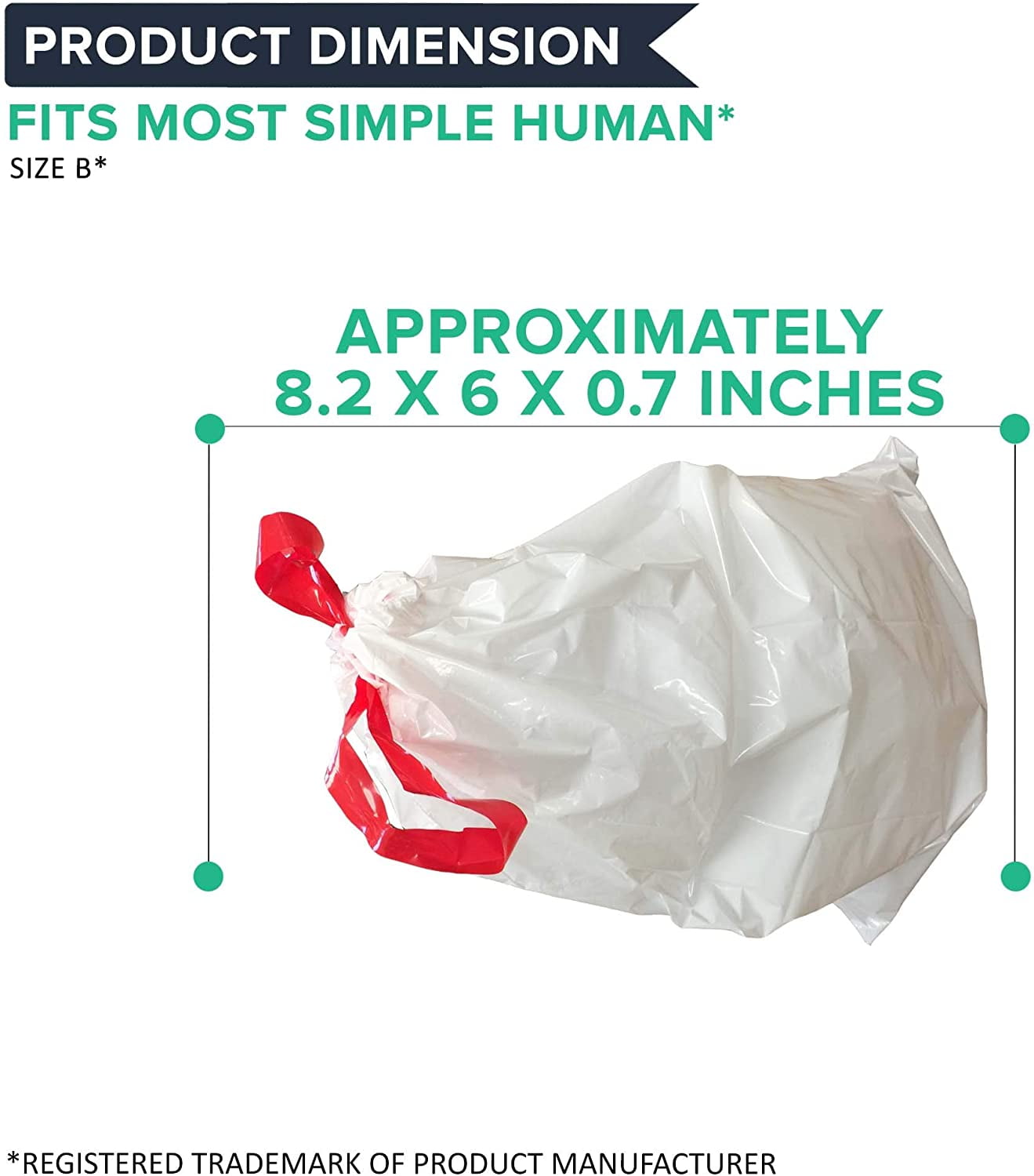 50pk Replacement Durable Garbage Bags, Fits Simplehuman¨ Ôsize ''B''Ô, 6L /  1.6 Gallon