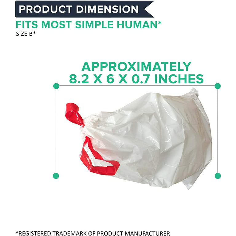 10pk Replacement Durable Garbage Bags, Fits Simplehuman® ‘size “B”‘, 6L /  1.6 Gallon