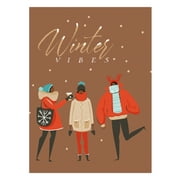 Winter Vibes African American Christmas Cards 5 x 6.75 inches (15 per Pack) by Shades of Color