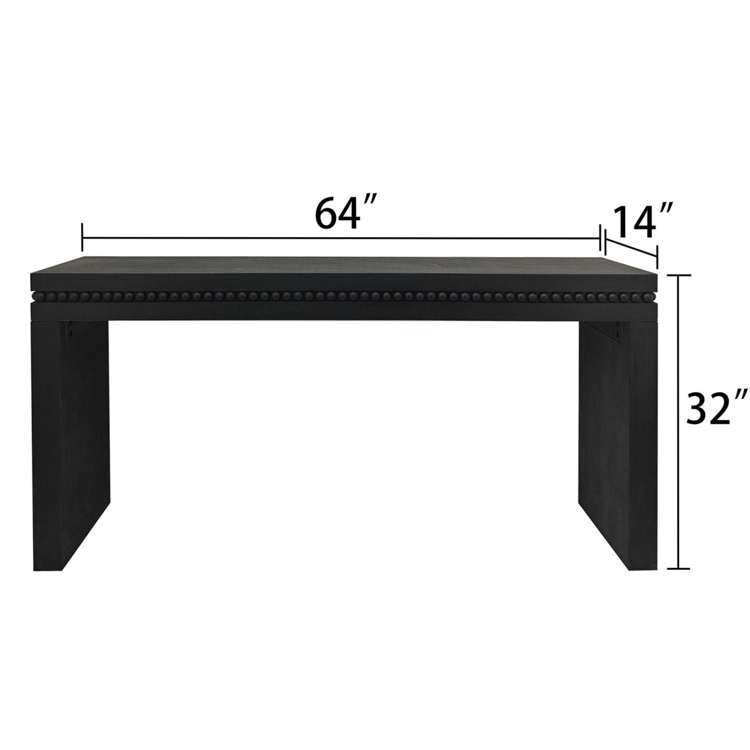 64 in Wood Console Table with Beaded Trim, Modern Entryway Sofa Table for Hallway, Living Room, and Office
