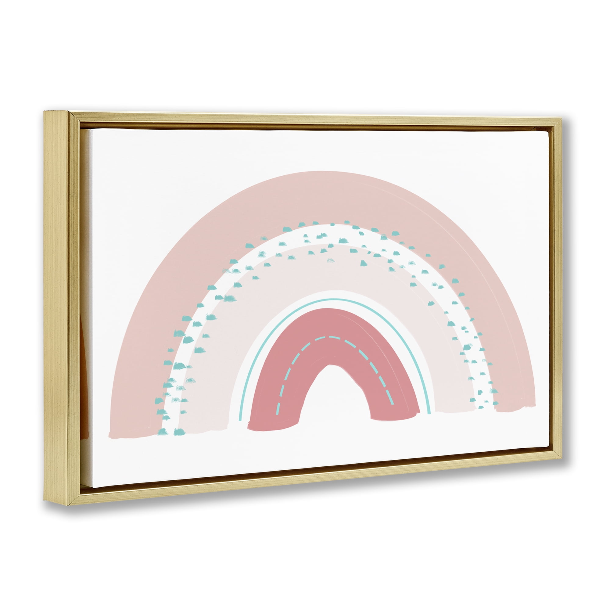 Stupell Industries Pink Rainbow with Speckles Gold Framed Floater Canvas Wall Art, design by Emily Navas