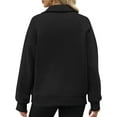 thumbnail image 2 of Pullover Sweatshirts for Women with Half Zipper Front Pocket Fleece Lined Long Sleeve Tops Ladies Casual Solid Loose Basic Sweatshirt, 2 of 8