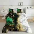 thumbnail image 2 of jejeloiu Fulid Stripe Artwork Bedding Comforter Set,Abstract Marble Aesthetic Twin Comforter Sets,Green Black White Bedding Set For Kids,Microfiber Bedroom Decor Reversible,2 Pieces, 2 of 8
