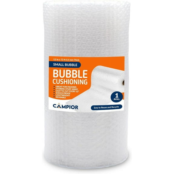 Small Bubble Cushioning Wrap for Moving and Shipping - 30 Ft Bubble Packing Wrap for Packaging Boxes and Mailers, Clear Bubble Roll Moving Supplies, Perforated Every 12 inches, Pack of 1