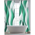 thumbnail image 5 of Green White Moire Sheer Curtains 108 Inch Length 2 Panels Set - Light Filtering Window Treatments, Modern Abstract Art Rod Pocket Semi Curtains for Living Room/Bedroom/Kitchen Décor, 104"W x 108"L, 5 of 7