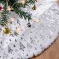 thumbnail image 4 of Christmas Tree Skirt 30.71in Faux Fur Tree Mat with Silver Foil Christmas Tree Print, Festive Tree Base Cover for Living Room Home Holiday Decor by MPOISVA, 4 of 7