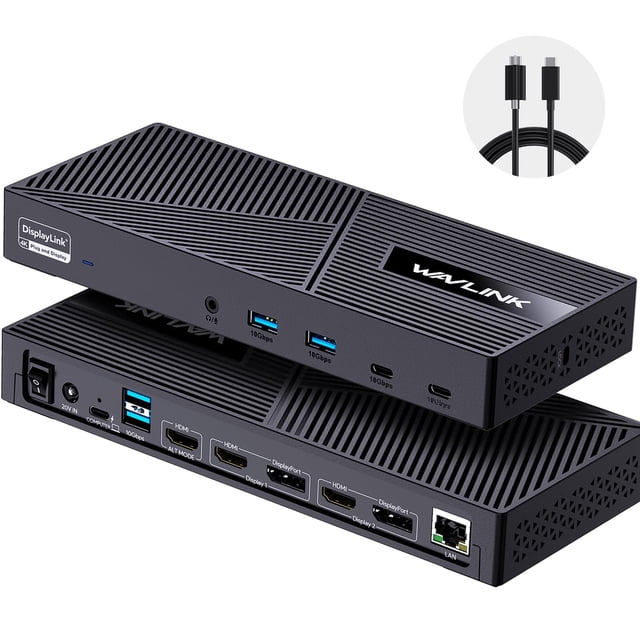 Estación de acoplamiento WAVLINK USB-C de triple pantalla 100 W PD 15 en 1