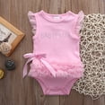 thumbnail image 2 of Kiapeise Baby Girls Ruffle Bowknot Romper, Sleeveless Letter Jumpsuit, One-piece Clothes, 2 of 8