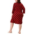 thumbnail image 3 of Agnes Orinda Plus Size Nightgown for Women Plaid V Neck Loungewear 1X Red, 3 of 6