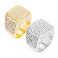 thumbnail image 1 of Hip Hop Iced Out Silver and Gold Rings for Men,Bling Gold Diamond Men Rings,Big Boss Rings Size 8/9/10/11/12 (Ring 1-Gold,#9), 1 of 1