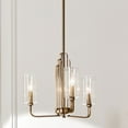 thumbnail image 2 of 3 Light Small Chandelier in Art Deco Style-14.75 inches Tall and 18 inches Wide-Brushed Natural Brass Finish Bailey Street Home 147-Bel-4435991, 2 of 10