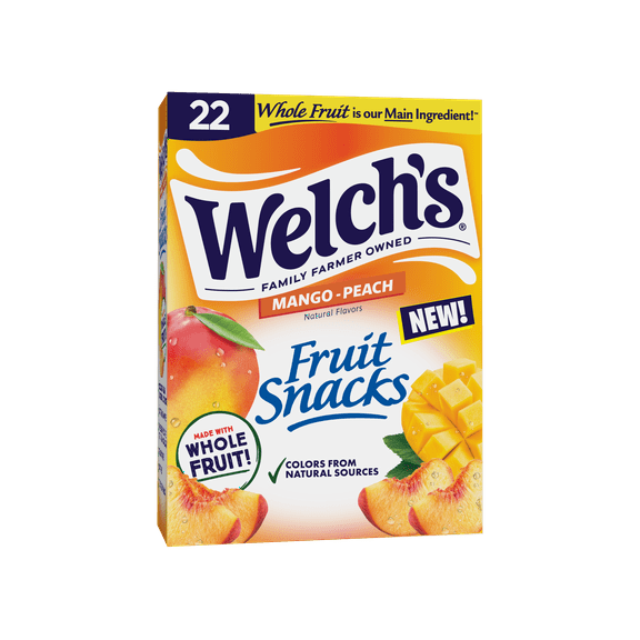 (2Pack) Welch's Fruit Snacks, Mango Peach, 0.8oz, 22 Count