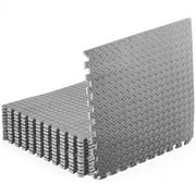 ProsourceFit Puzzle Exercise Mat ?, EVA Foam Interlocking Tiles Protective Flooring for Gym Equipment and Cushion for Workouts, Grey 48 Square Feet, 1/2" Grey 2-Pack