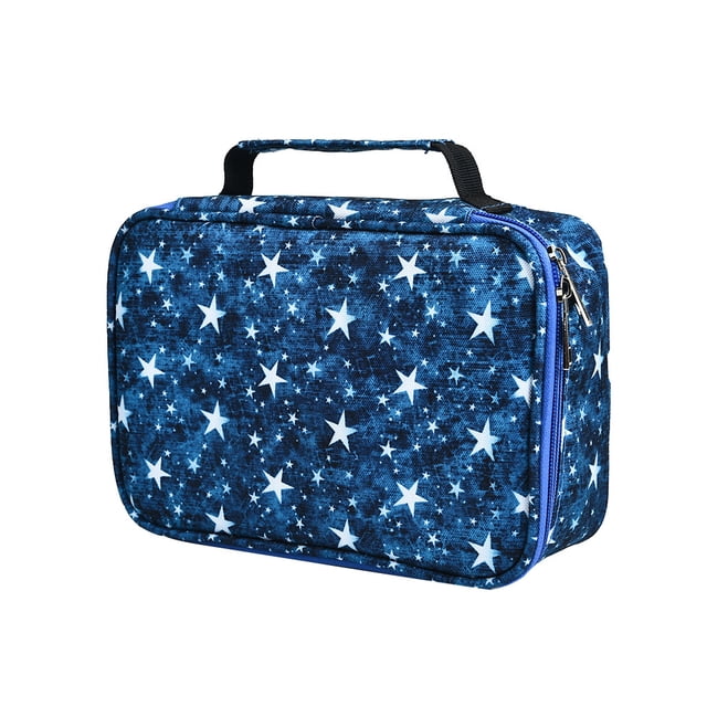 Bearachild Bolsa de lápices de tela esmerilada Cremallera Asa de elevación informal Antideslizante Multi bolsillo 72 Agujero Papelería Marcador Kits de experimentos de química Azul