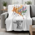 thumbnail image 2 of Cute Deer Blanket Soft Cozy Warm Throw Blanket for Couch, Plush Fuzzy Flannel Fleece Blankets for Sofa, Modern Abstract Oil Painting Aesthetic Bed Blankets Lightweight Gifts for Women, 40"x50", 2 of 9