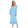 thumbnail image 2 of EFINNY Women Long Nightgowns Victorian Sleepwear Soft Long Sleeve Pajama Dress Vintage Loungewear, 2 of 6