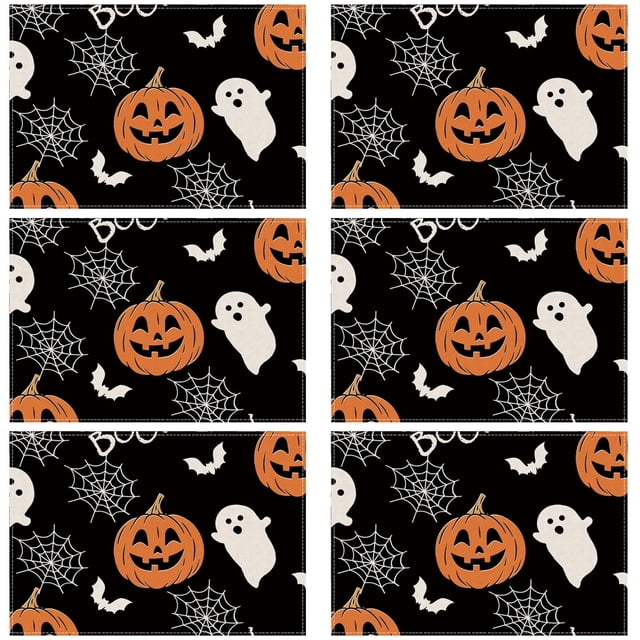 Placemats XCHI Boo Spooky Ghost Pumpkin para Halloween, juego de 6