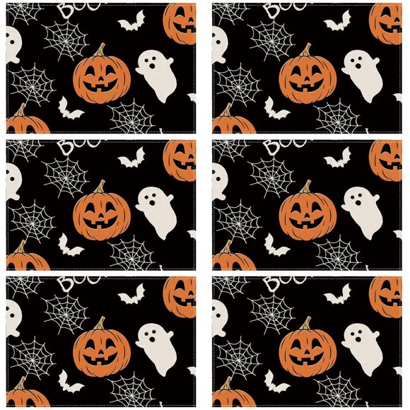 Placemats XCHI Boo Spooky Ghost Pumpkin para Halloween, juego de 6