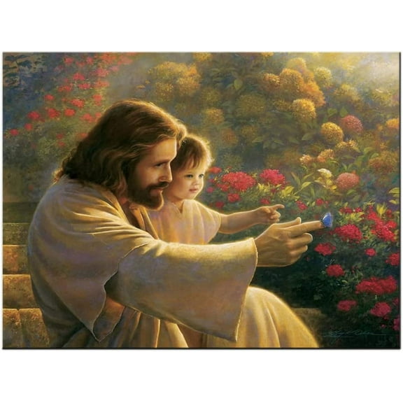 VELVET Jesus Christ and Child Religious Spiritual Office Wall Art Canvas Painting Print God Artwork for Living Room Wall Decor Ready to Hang (Jesus Christ and Child,) 10x8inch Unframed