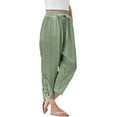 thumbnail image 7 of BKQCNKM Linen Pants Women, High Waisted Pants for Women, Drawstring Pants Women, Vacation Outfits for Women, Eyelet Pants for Women, Green XXL, 7 of 7
