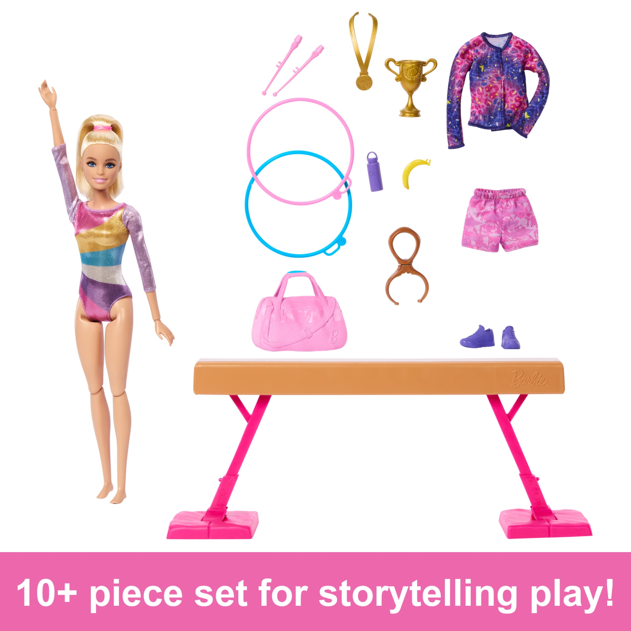 Barbie Gymnastics Playset with Blonde Fashion Doll & Accessories, 3 Years & up, Multicolor Toy  (图2)