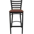 thumbnail image 6 of BizChair Black Ladder Back Metal Restaurant Barstool - Burgundy Vinyl Seat, 6 of 11