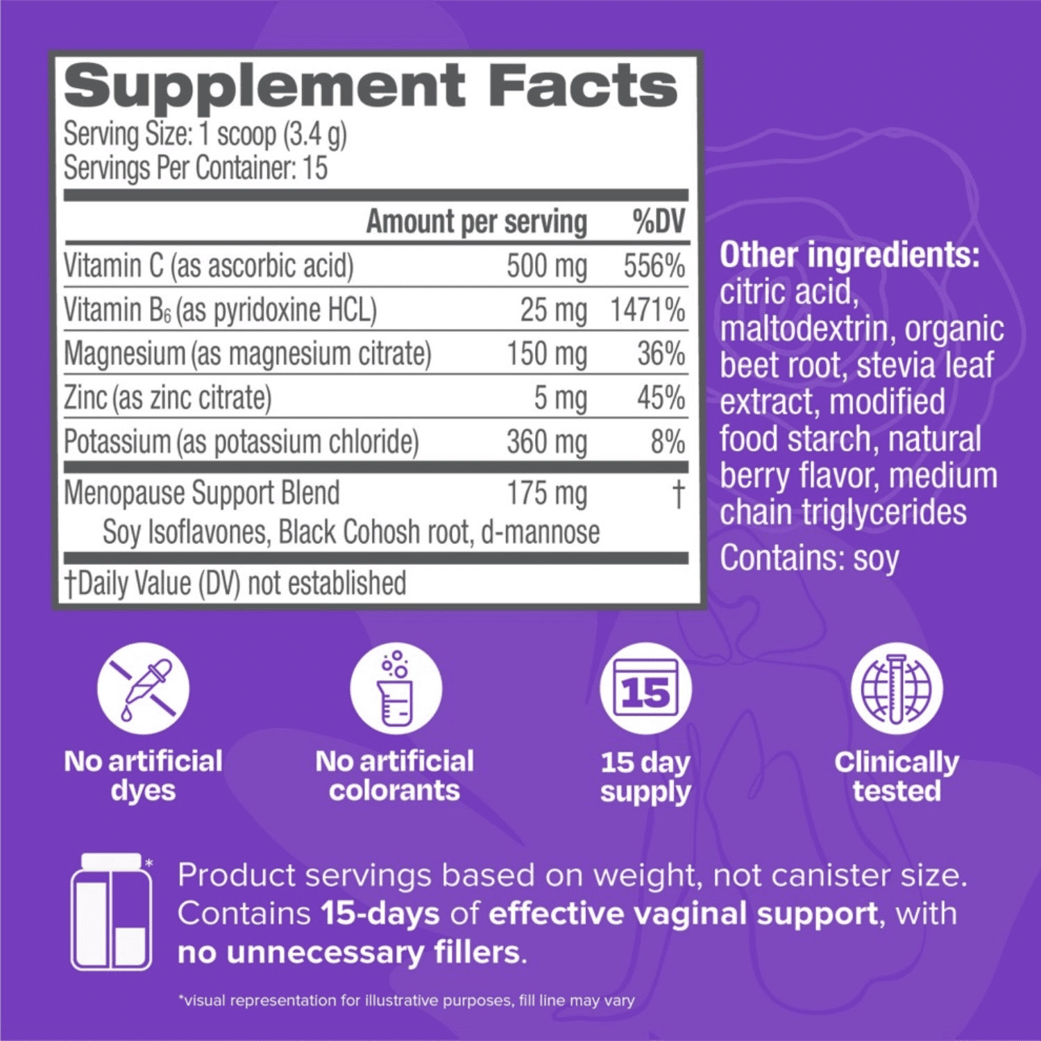 Cystex Menopause Wellness Powder for Women's Health, Berry Flavor, 1.8 oz