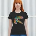 thumbnail image 3 of Tee Hunt Colorful Raptor T-Shirt Dean Russo Neon Dinosaur Pattern Women's T-Shirt Tee, Black, XX-Large, 3 of 5