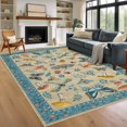 thumbnail image 2 of FairOnly 6'x9'Modern Machine Washable Area Rug- Grass&Warblers Non Slip Stain Resistant Foldable Rugs for Bedroom Dining Room Kitchen，Khaki Blue, 2 of 7