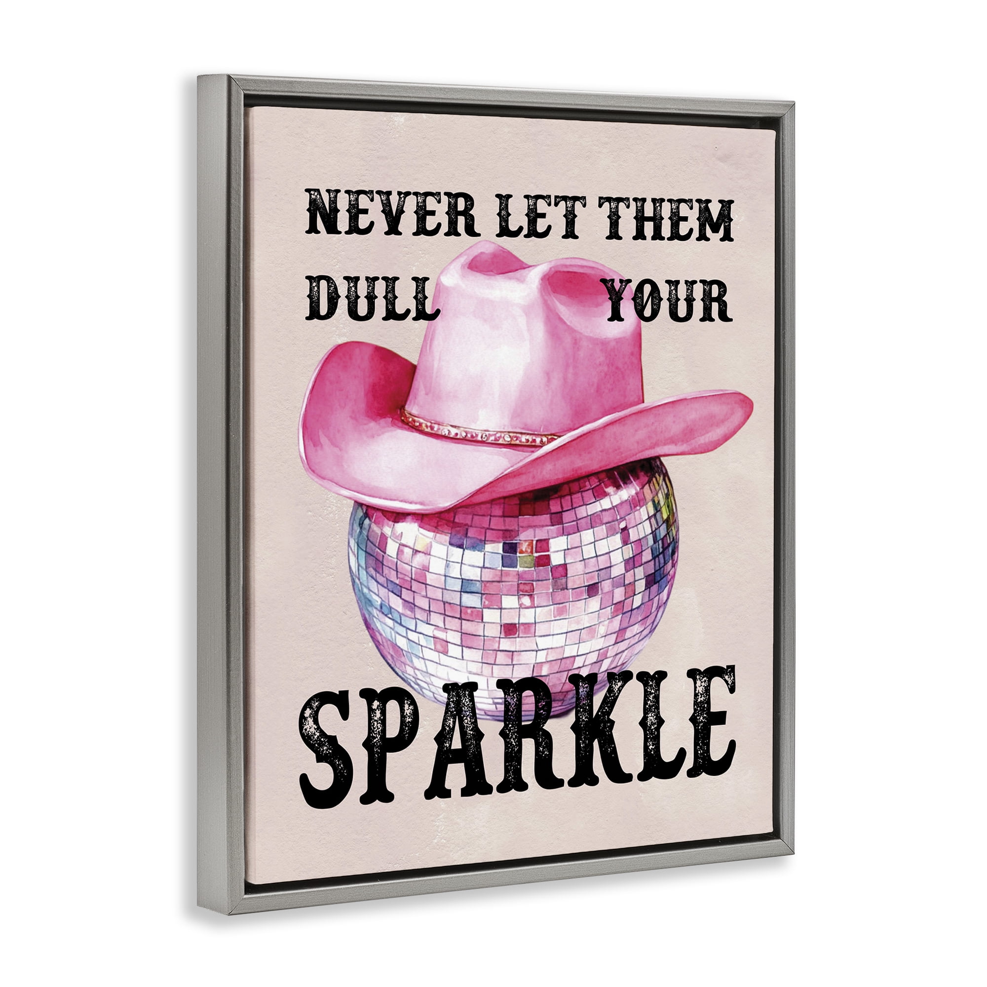 Stupell Industries Don't Dull Your Sparkle Fashion Painting Gray Floater Framed Canvas Art Print Wall Art, 17 x 21