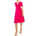 thumbnail image 2 of MOA COLLECTION Women's Stylish Solid Faux Wrap Dress with Deep V-Neck, 2 of 5