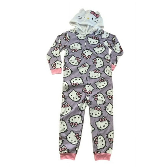 Hello Kitty Big Girls Hooded Costume Print Fleece Pajama Sleeper (Medium 7/8)