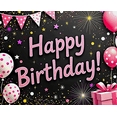 thumbnail image 4 of Pink Themed Happy Birthday Banner with Balloons Gifts and Stars Background Decoration for Birthday Party Photography Props Backdrop Decorations, 4 of 8
