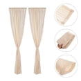 thumbnail image 1 of RUNROTOO 2Pcs Aesthetic Curtains For Living Room Decor Beige Polyester Privacy Maintaining Boho Style, 1 of 8