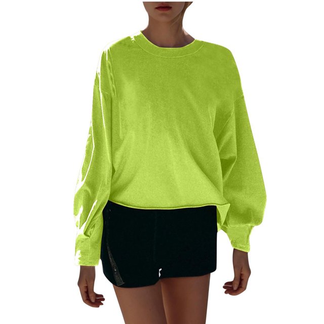 Yuyuzo Women Long Sleeve Tops Crewneck Casual Loose Solid Color T Shirt Comfy Lightweight Fall Tees Top