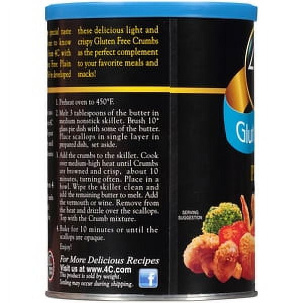 (6 pack) 4C Foods Gluten Free Plain Crumbs Canister, 12 Oz
